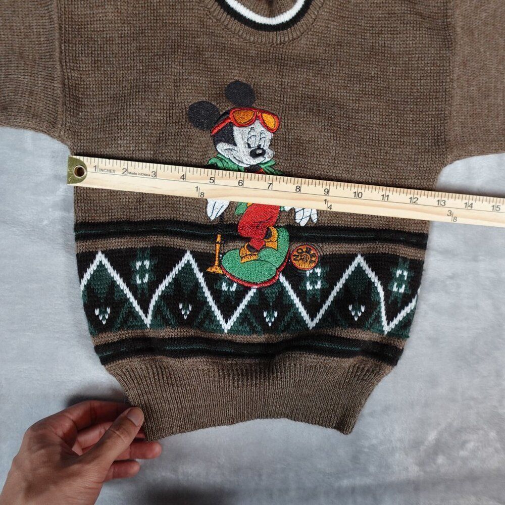 Mickey Mouse Istanbul Embroidered Sweater Toddler Size 3T Vintage Style Brown - Picture 6 of 8